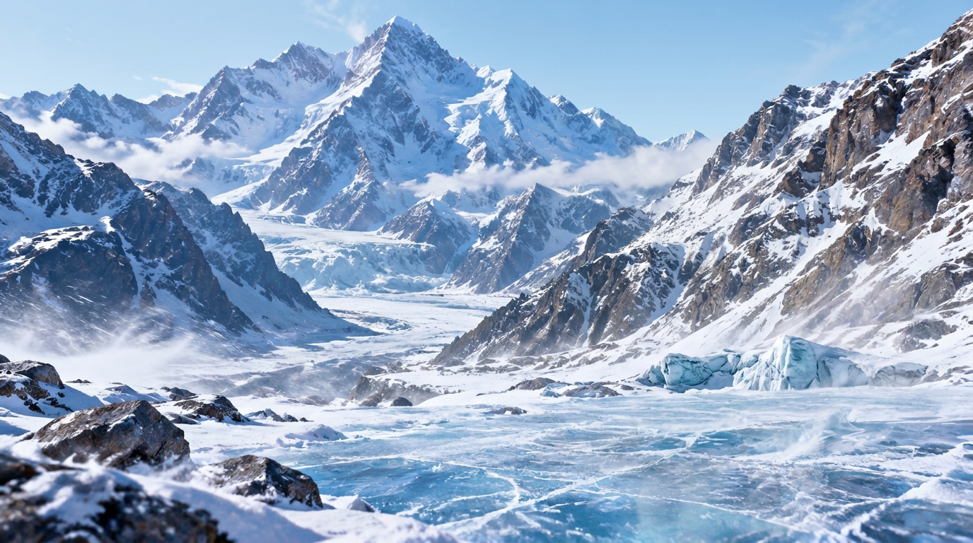 Altai-inspired snowy mountains, the setting for Griffyn’s fictional chronicle.
